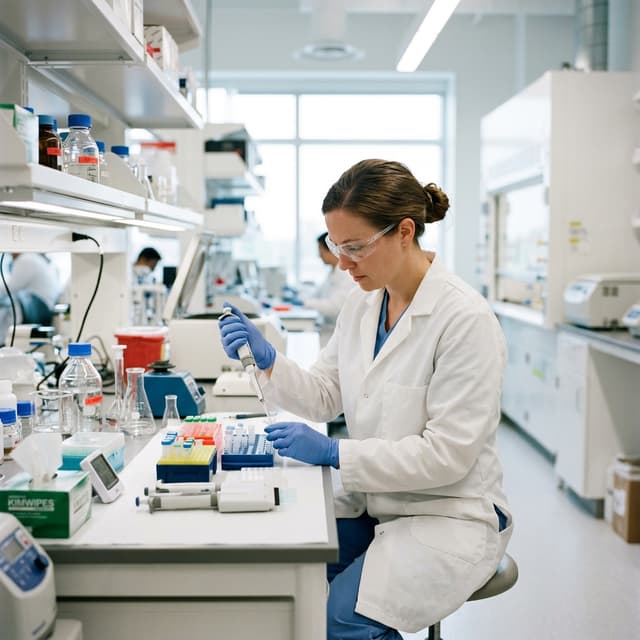 Scientist in clean laboratory