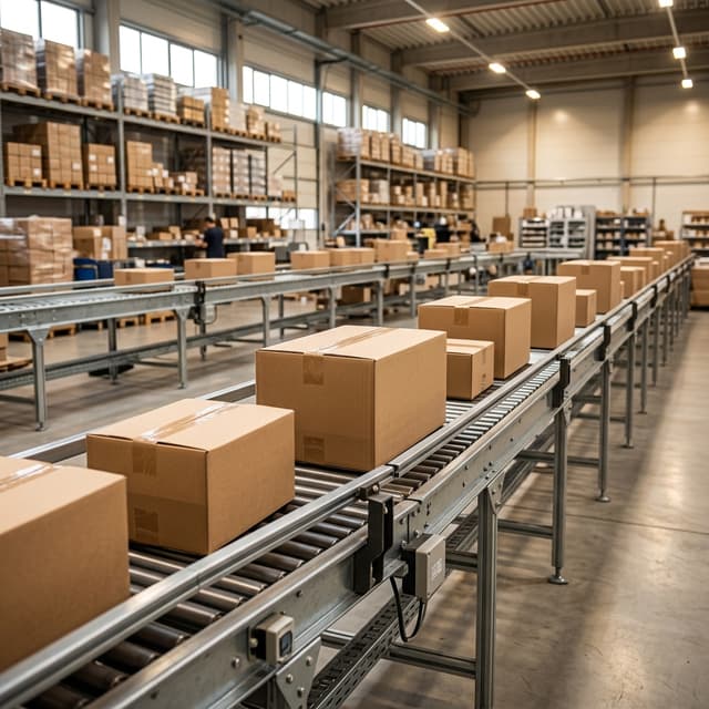 Eco-friendly packaging on conveyor