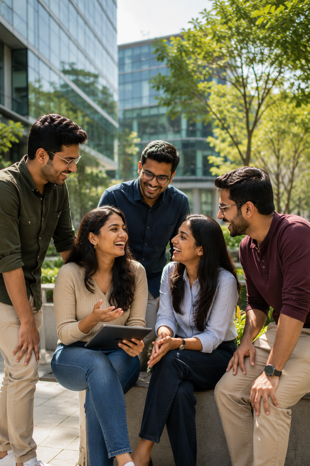 Colleagues laughing